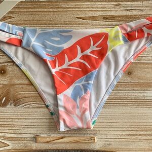 Tropical Print Resortwear Multicolor  Spring Swim Bikini Bottom Size Large